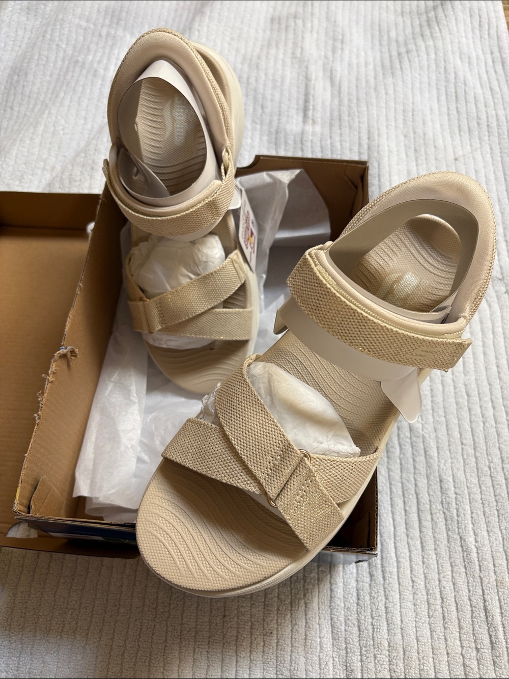 Skechers Women's Beige Adjustable Strap Sandals